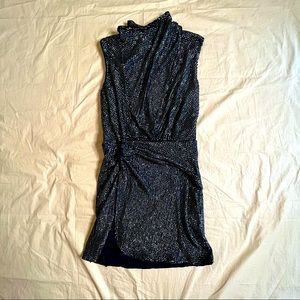 Haute Hippie Embellished Navy Sparkle Open Back Dress Size M